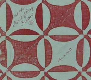 Detail of quilt made by the Steady Gleaners