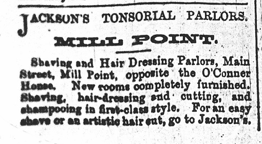 Advertisement for Jackson's Tonsorial Parlours