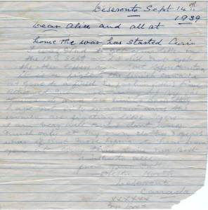 Letter from Preston North, 1939