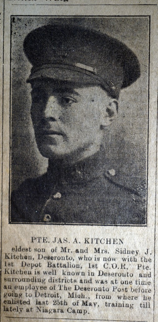 Deseronto Post 1918 Jul 18 James Kitchen's enlistment